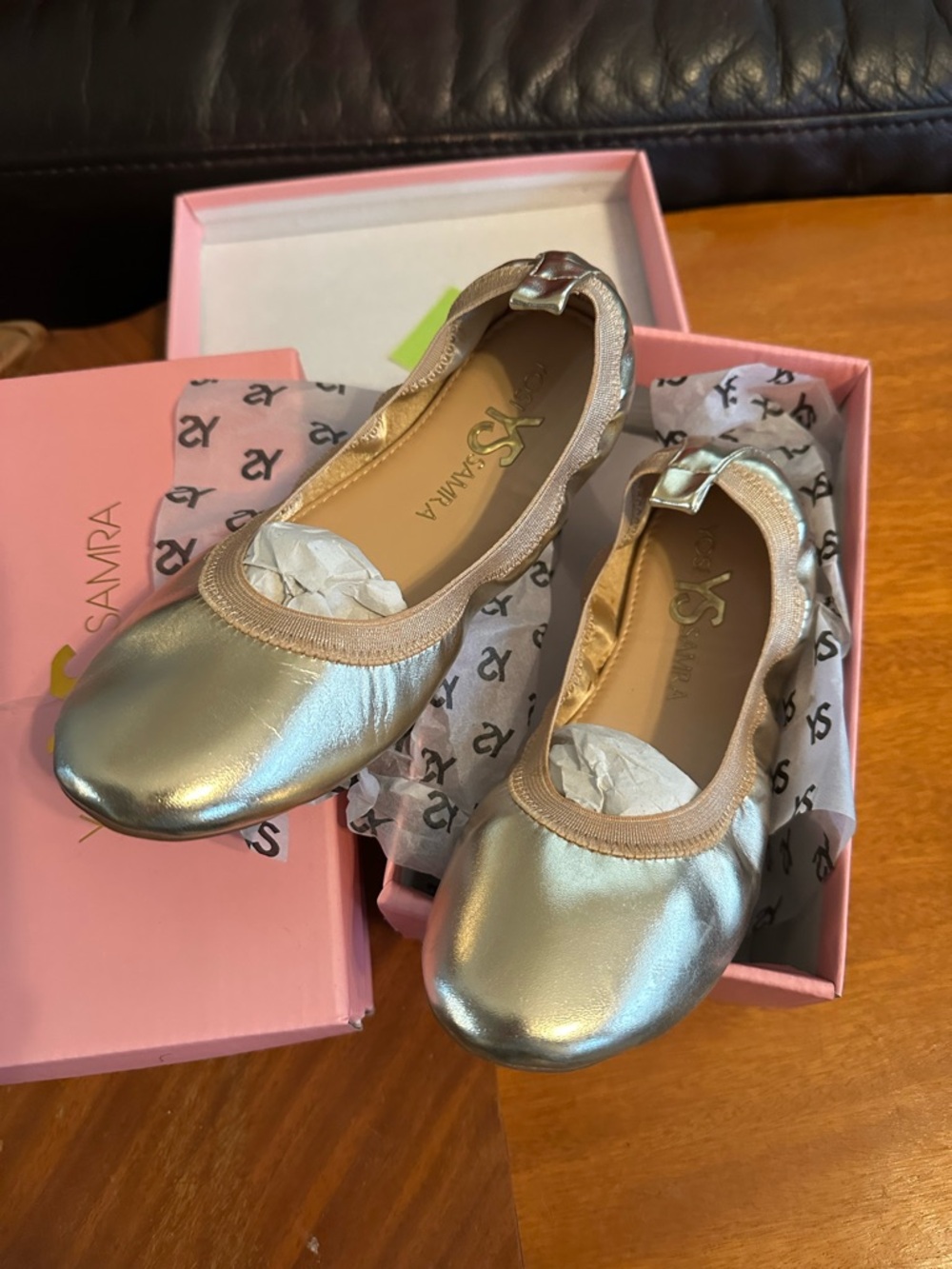 🆕 Yosi Samra Girls' Metallic Gold Ballet Flats. Size 4.